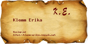 Klemm Erika névjegykártya